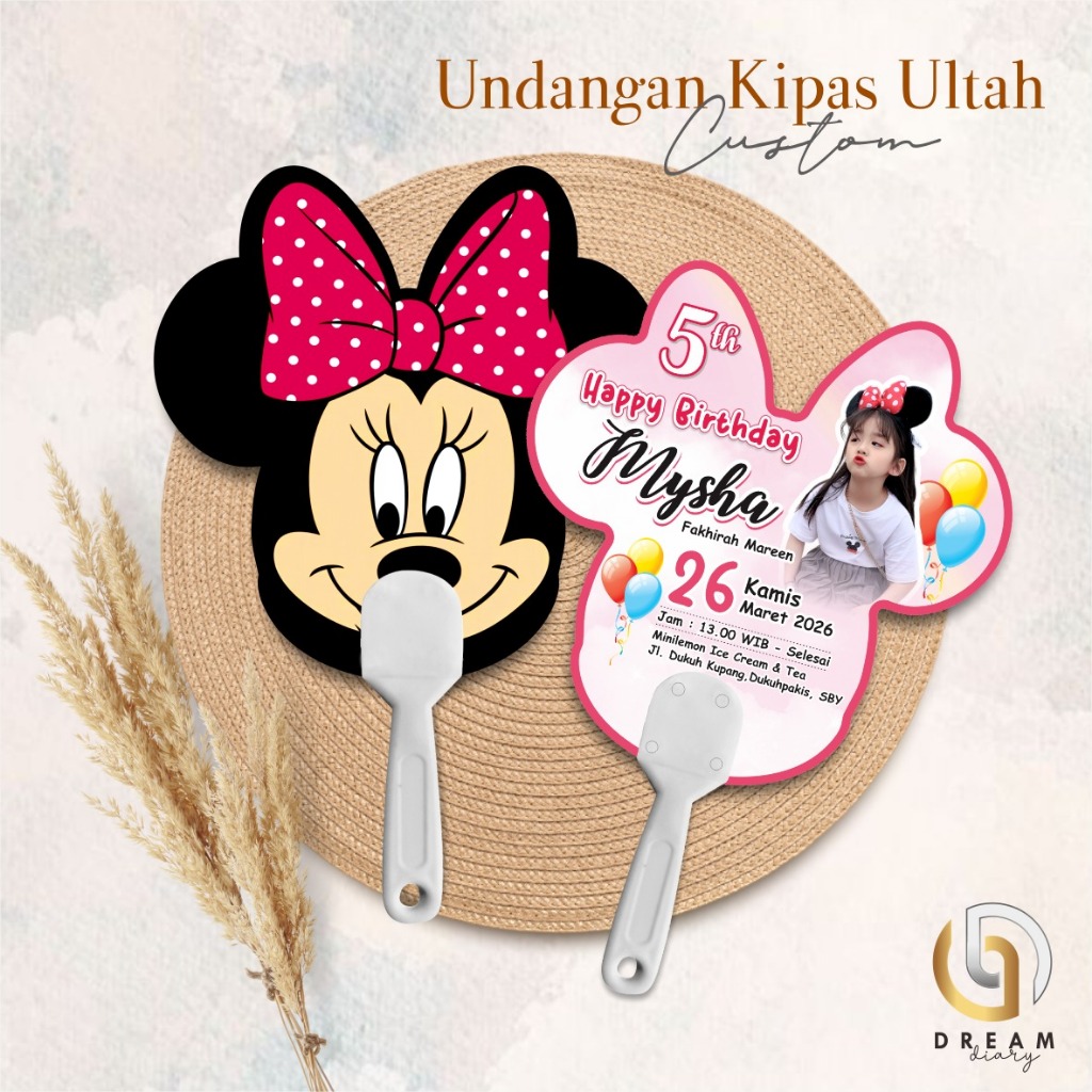 UNDANGAN ULANG TAHUN ANAK LUCU- UNDANGAN KIPAS CUSTOM UNIK KARAKTER - UNDANGAN KIPAS ULTAH ANAK
