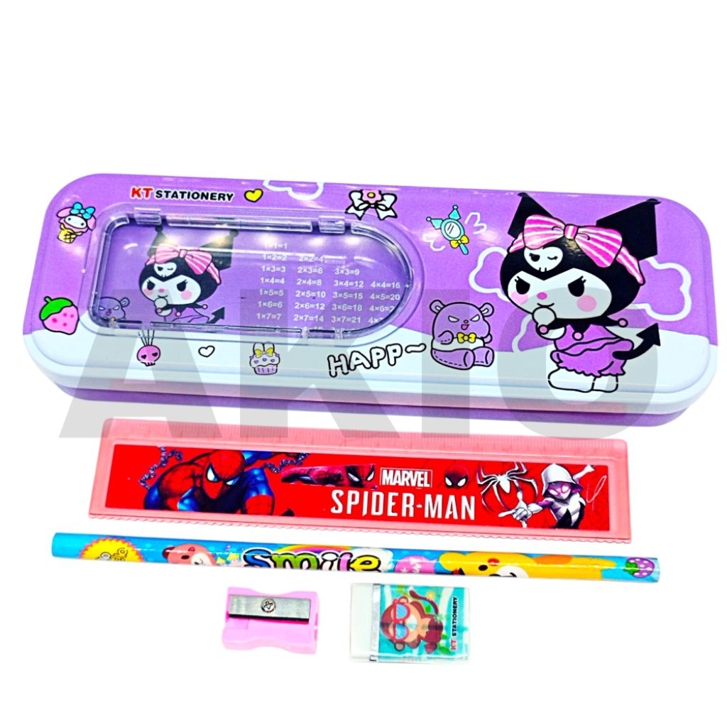 

Tempat Pensil Anak Set Alat Tulis Karakter KUMORI KT-6631 2 Tingkat Susun Kaleng Kotak Besi