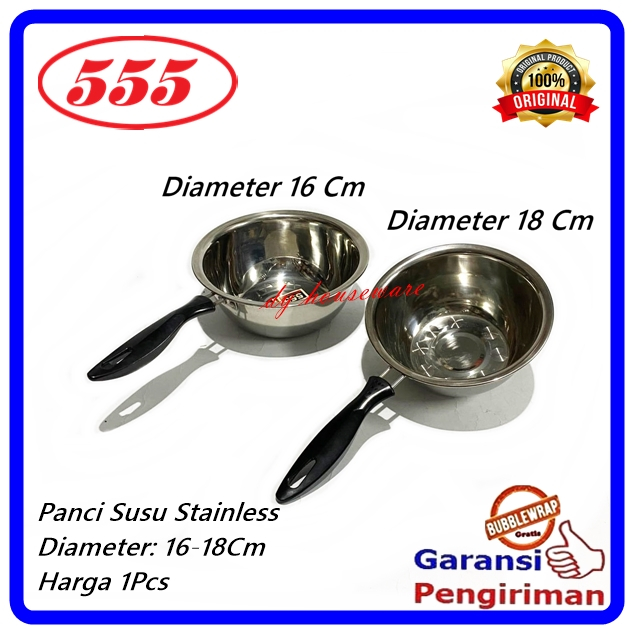 Panci Susu Panci Rebus Gagang Milkpan 18Cm 16 Cm Stainless Steel Tebal 555 ( Harga 1 Buah )