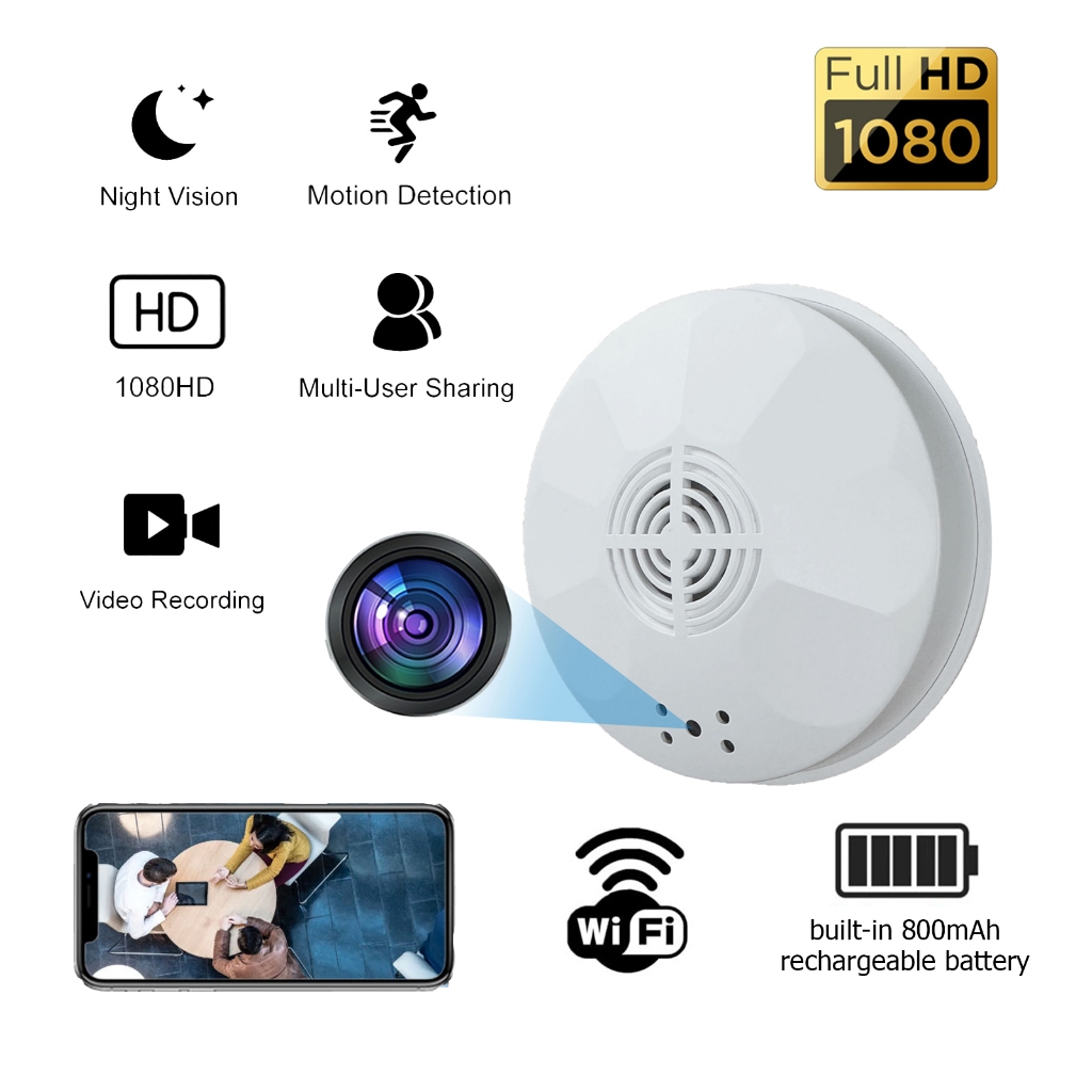 Smoke Detector Security CCTV Hidden Spy Camera 1080P WiFi Night Vision Human Detection X-X1-1 Tersem