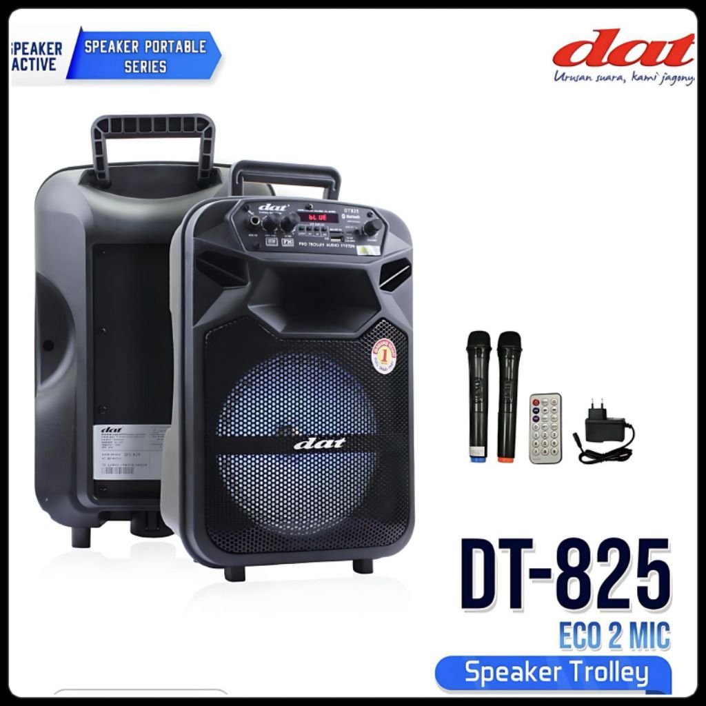 Speaker DAT DT-825 2mic wireles speaker bluetooth portabel speaker aktif full bass