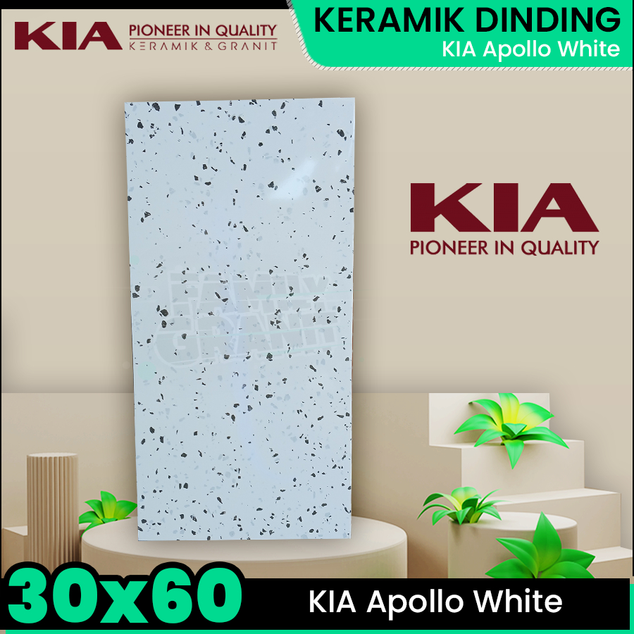 Keramik Dinding 30x60 KIA Apollo White Wall Tile Motif Terazzo Glossy