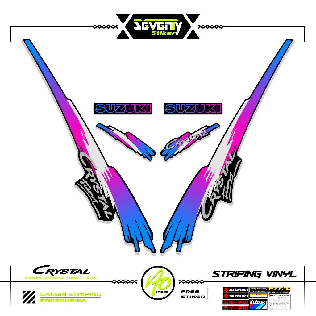 STRIPING SUZUKI CRYSTAL TUNE MOTIF X12 STICKER CRYSTAL TUNE CUSTOM STIKER LIS BODY MOTOR CRYSTAL ORI