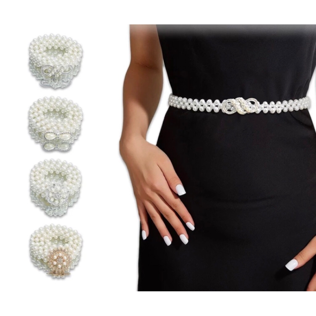 Ikat Pinggang Wanita Mutiara H476 Ikat Pinggang  Model Rantai Mutiara Fashion Wanita Belt