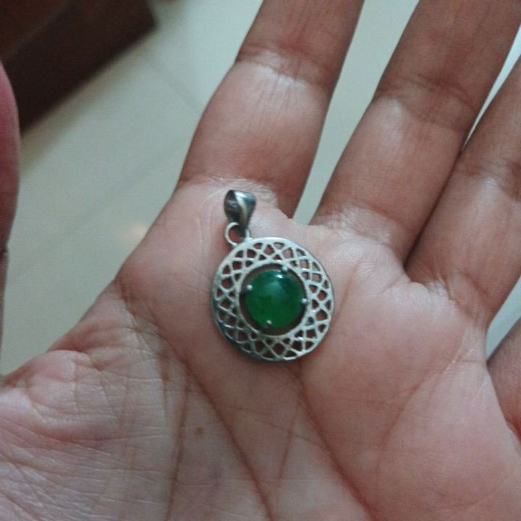 liontin perak batu alam natural giok jade