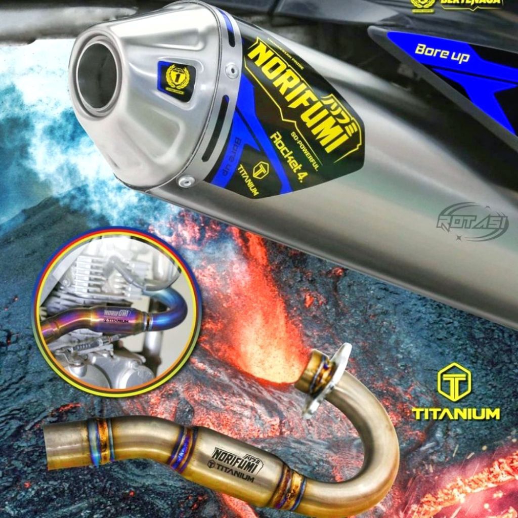 Knalpot Norifumi ROCKET 4 NEW Kompetisi Tittanium Full Stainless Standard dan Bore Up PNP KLX 140 15