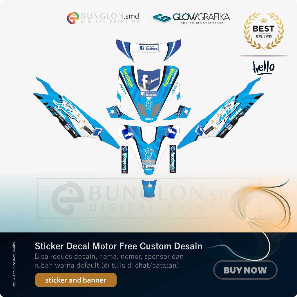 DECAL STIKER MOTOR CUSTOM YAMAHA MIO SPORTY EDISI FACEBOOK STYLE