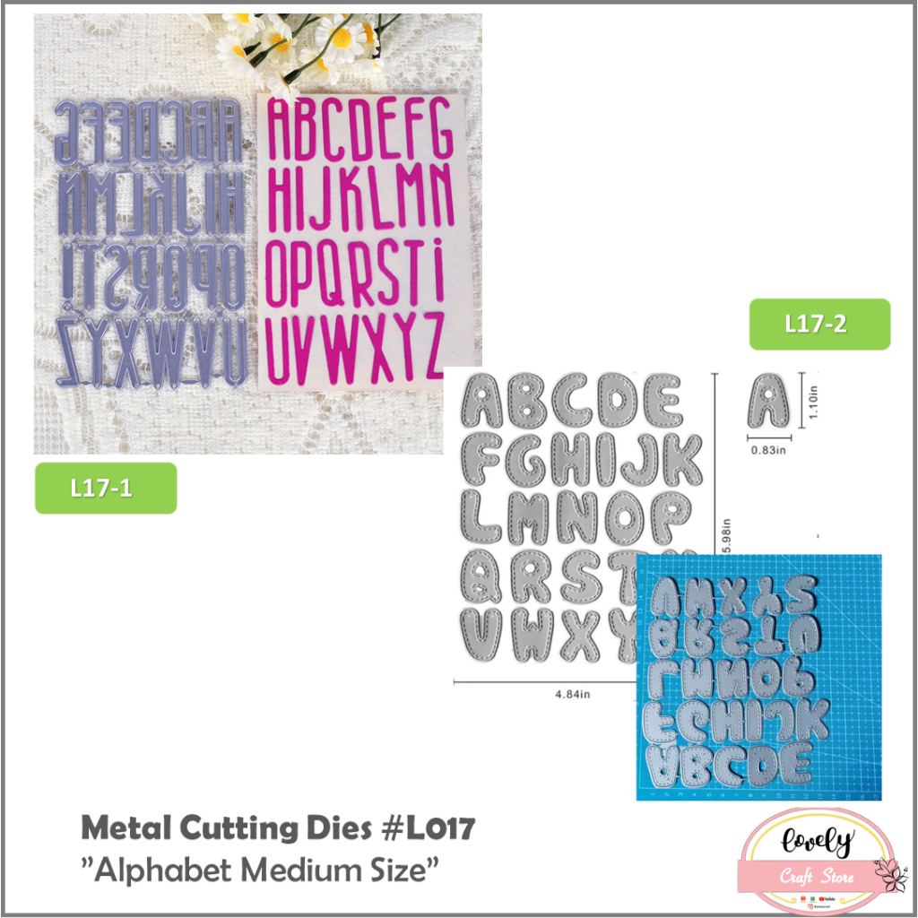 

Metal Cutting Dies #L017 - Cetak Stencil Metal seri Abjad, Alphabet Medium Size, cetakan stensil untuk mahar scrapbook, journal, diy