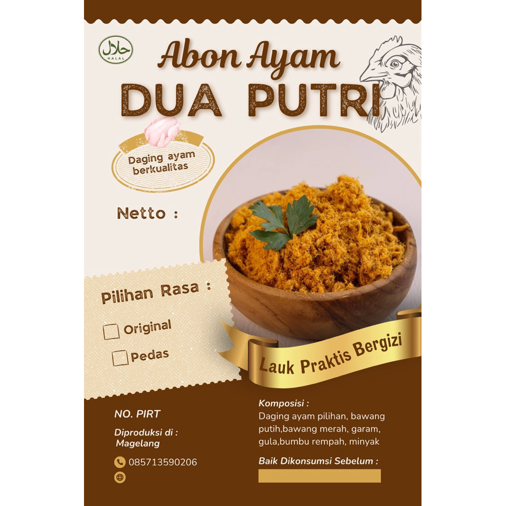 

Abon ayam lezat kemasan 100gr dan 250gr