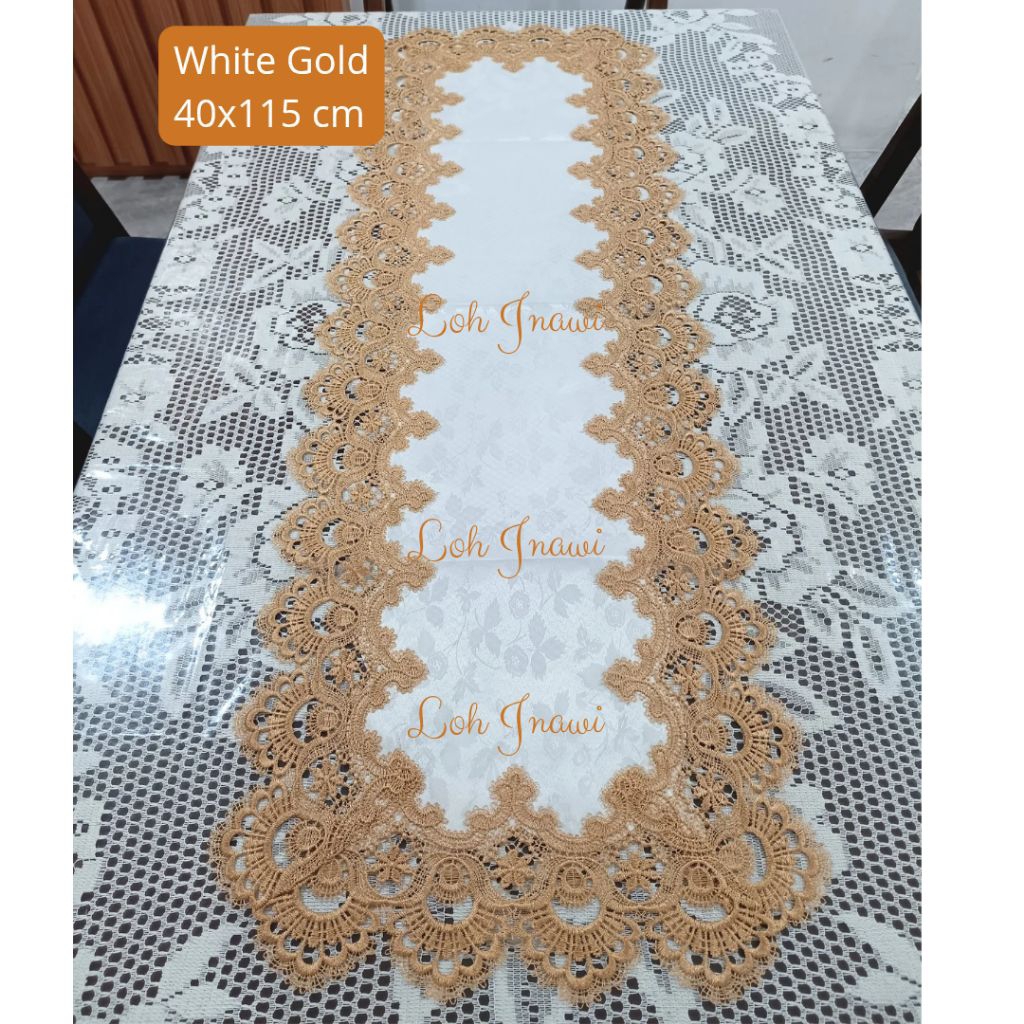 Table Runner Taplak Meja Tamu Taplak Meja Konsul Renda Mewah 40X115 CM Vintage Shabby Chic Gaya Erop