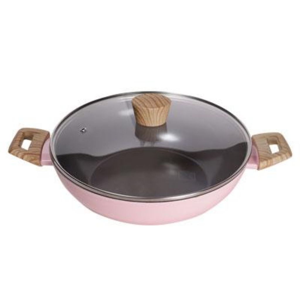 CYPRUZ Pink Ceramic Wok Pan 30cm (KI-0874)