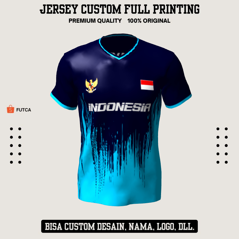 Kaos Jersey Futsal Biru Motif Abstrak 233 - Jersey Olahraga Custom Full Printing