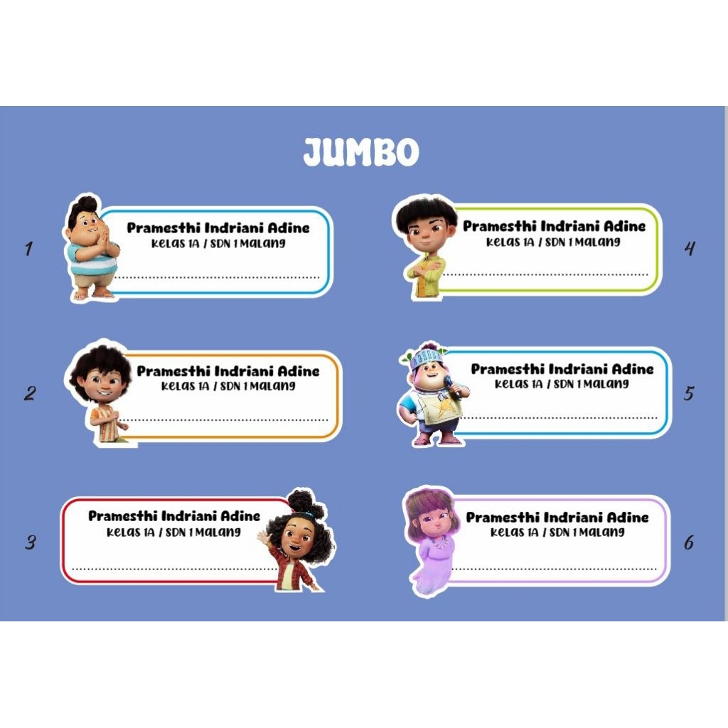

Sticker Nama Motif Jumbo // 1paket 40pcs // anti air