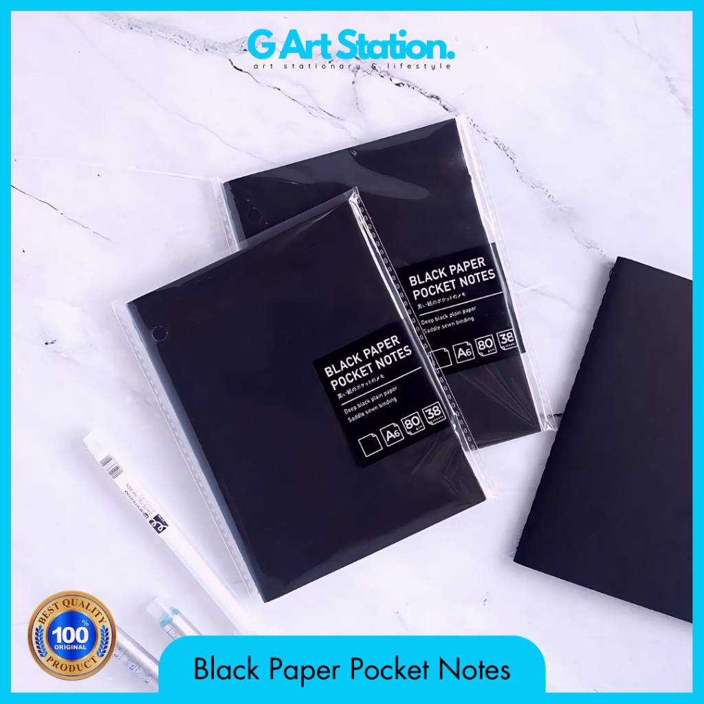 

PANMOMO Black Paper Pocket Notes 80GSM A6