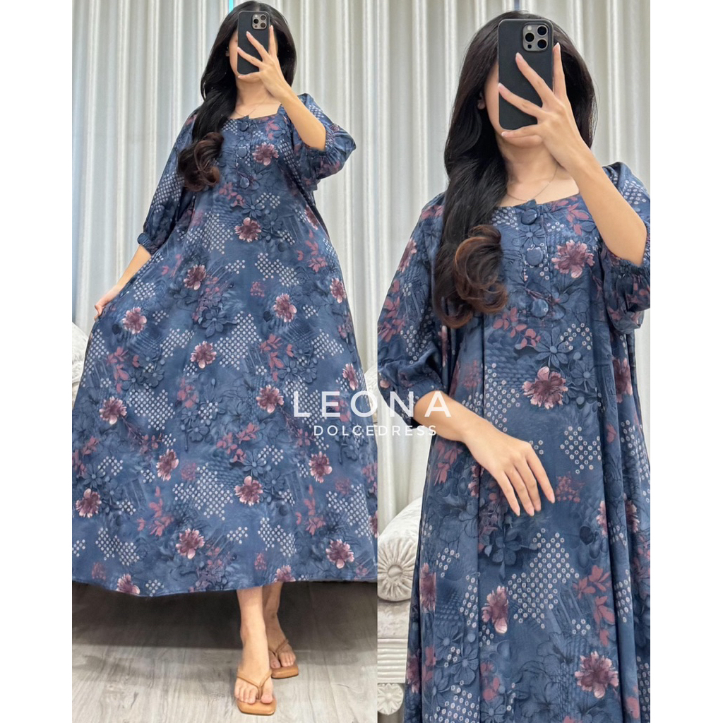 Daster Arab Dolce LEONA MOTIF Midi Dress Rayon Busui Bumil Nyaman
