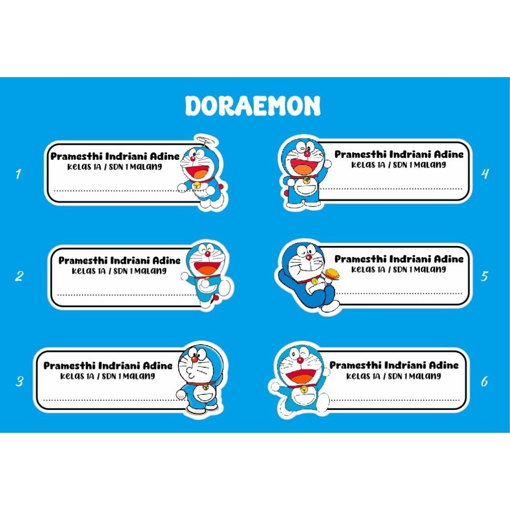 

Sticker Nama Motif Doraemon // 1paket 40pcs // anti air