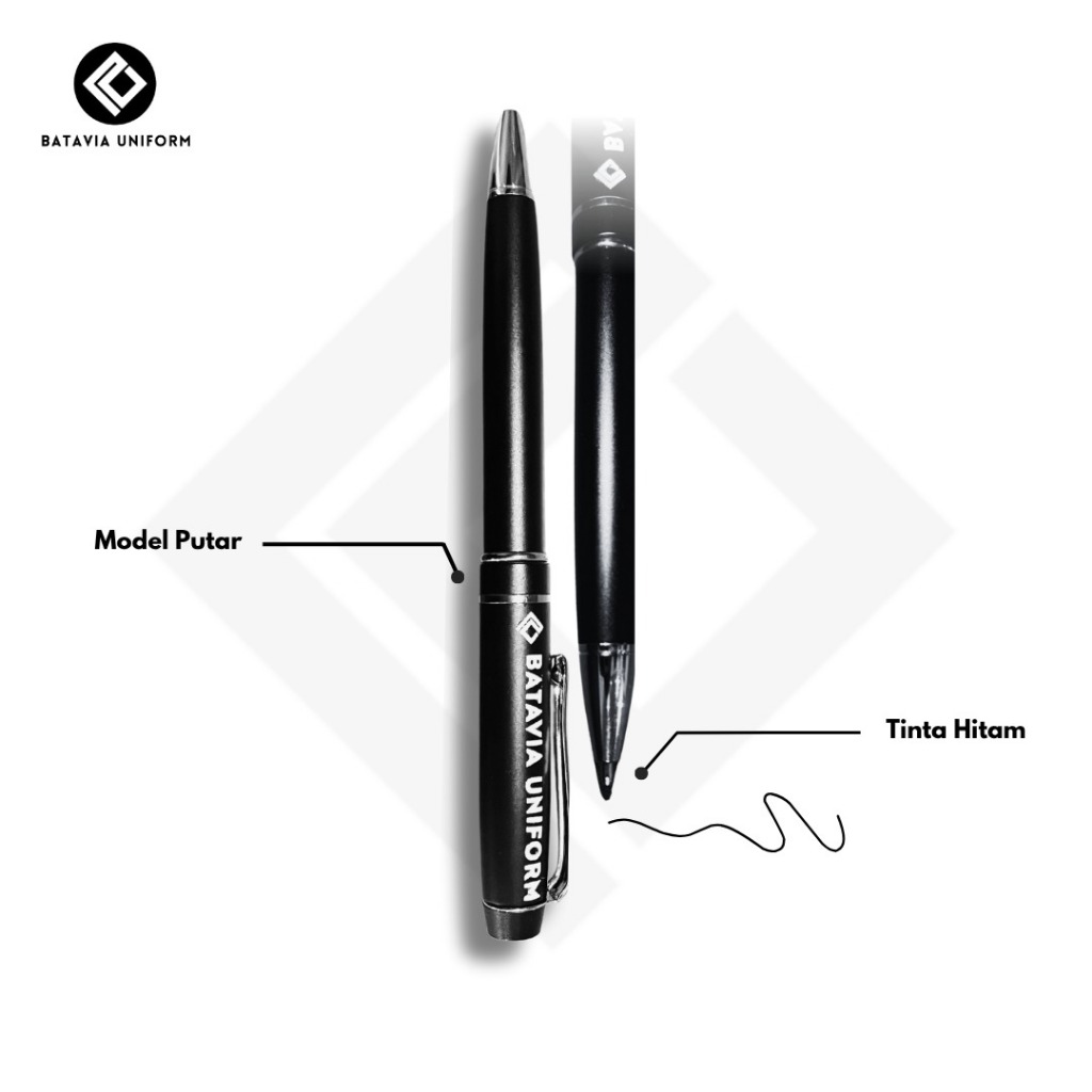 

Ay00! Pena Bolpoint Warna Hitam Glossy Desain Elegan & By Batavia Uniform