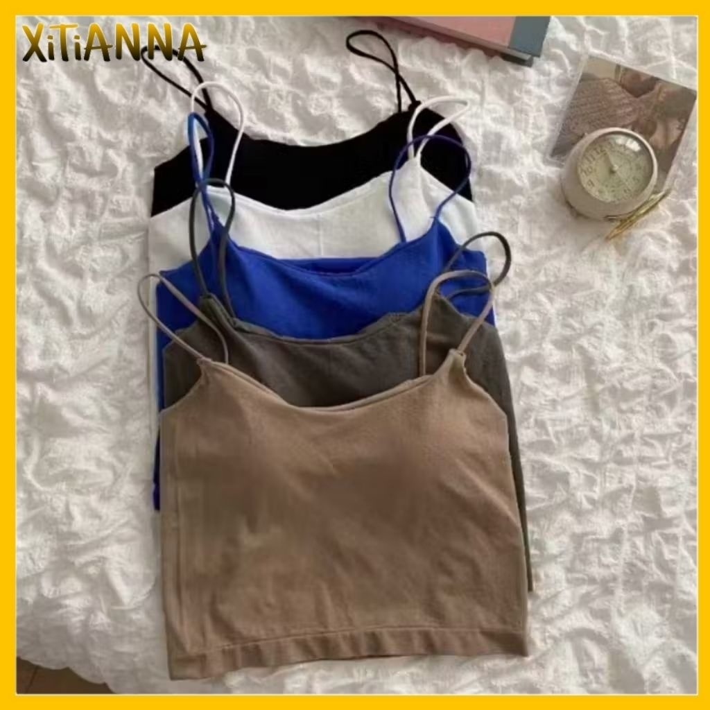 XT Bra Tanktop Tanpa Kawat Model Tali Spageti Croptop Korean Style Sexy Girl BRA105