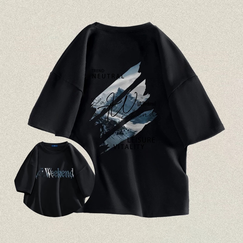 Baju Kaos Oversize Pria | Last Weekend Cetakan Grafiti Biru | Kaos Pria Distro | Baju Kaos | Kaos Co