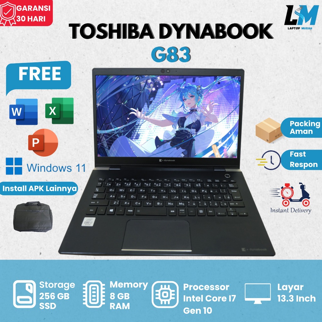 Toshiba Dynabook G83 Intel Core I5 Gen 7 Ram 8gb Ssd 256gb Siap Pakai