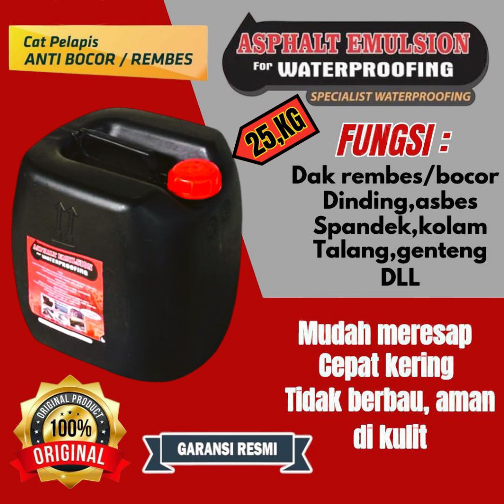 Aspal cair 25kg ASPHALT EMULSION for WATERPROOFING pelapis anti bocor dan rembes