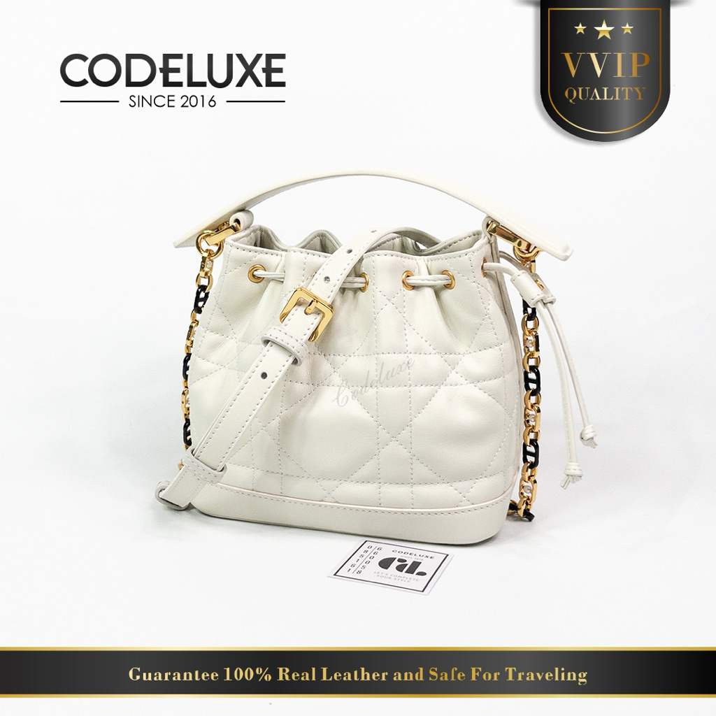 Jolie Small Bucket Lambskin/Calfskin White GHW