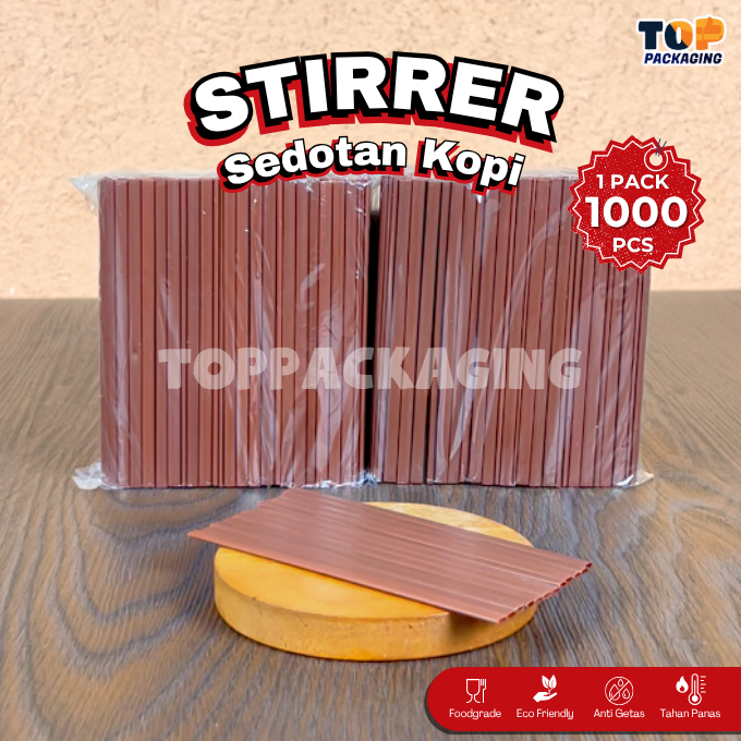 Stirer Sedotan 12 cm Plastik Pengaduk Minuman Panas Kopi Susu Teh Isi 1000 Pcs