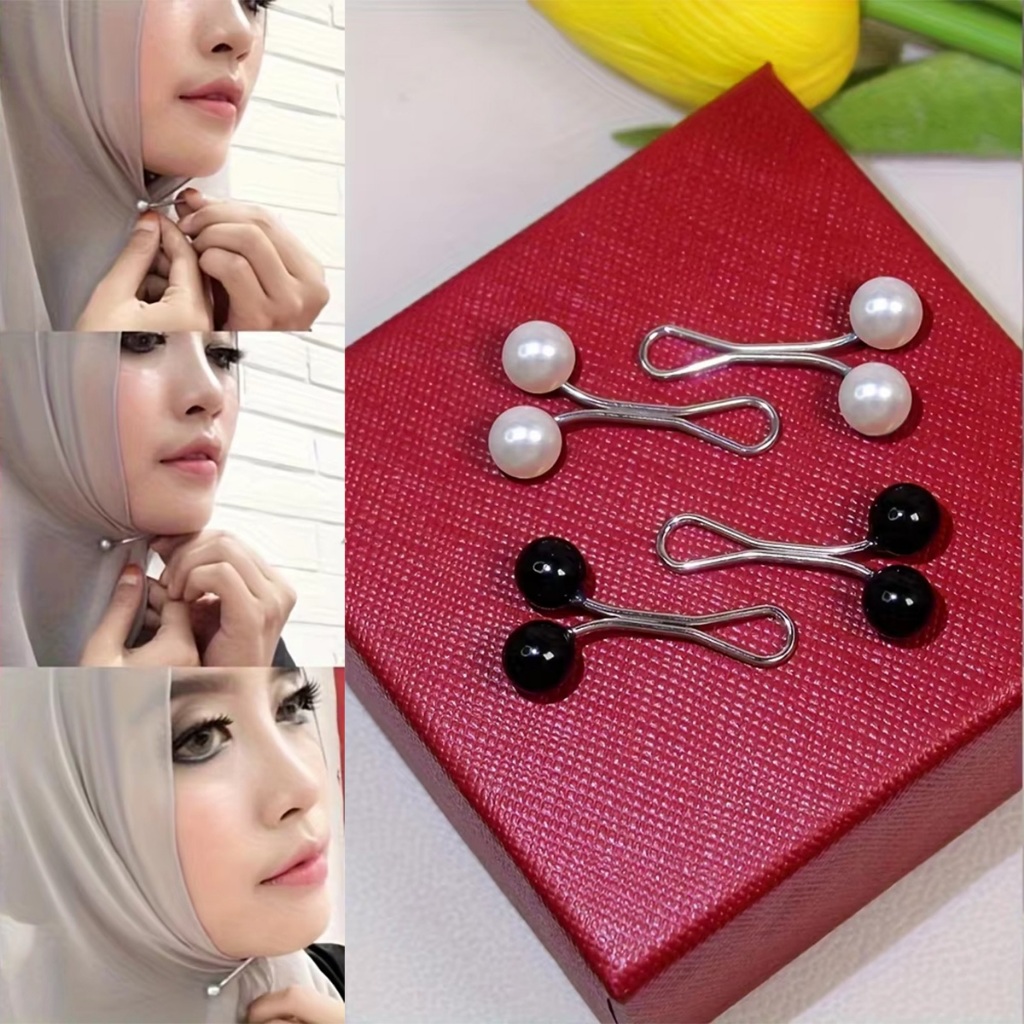 klip jilbab dagu mutiara jarum peniti hijab berbentuk U klip jilbab turki Dekorasi jilbab