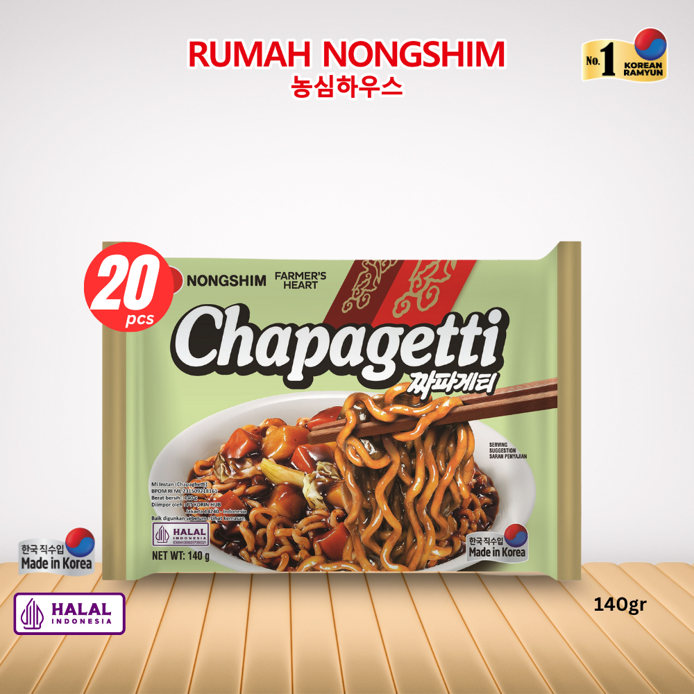 

1 DUS - Nongshim Chapagetti ORIGINAL [140 gram x 20 pcs] Instant Jajangmyeon Noodles Asli Korea