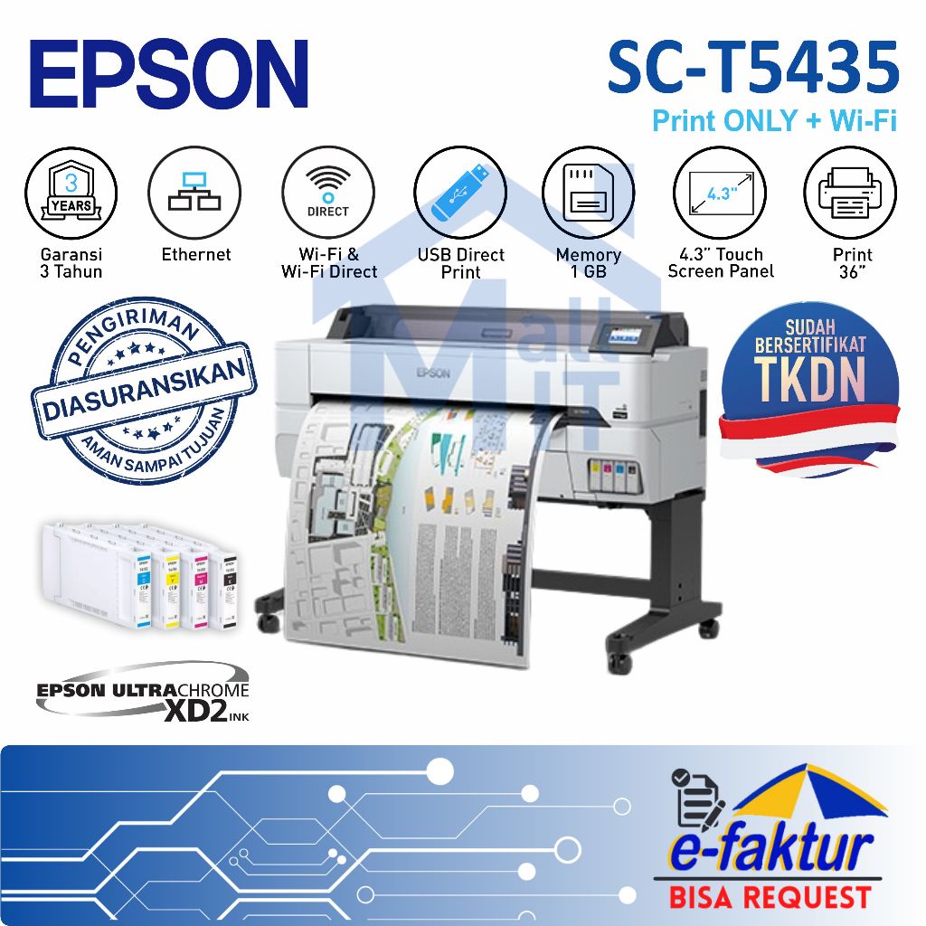 MALLIT EPSON Printer Epson Surecolor SC-T5435 SC T5435 Stand Plotter A0 36 INCI 36" Pengganti SC-T54
