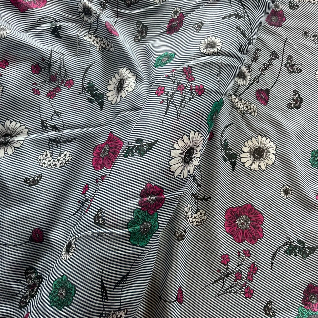 kain katun silky premium motif bunga salur / kain katun sutra motif