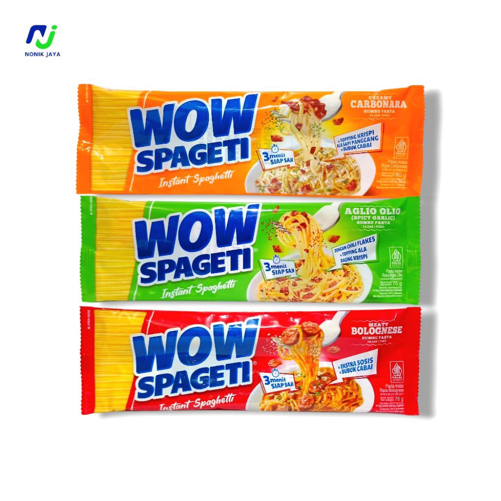 

MIE WOW Spageti CARBONARA Aglio Olio Bolognese Paket 10 Pcs@76g