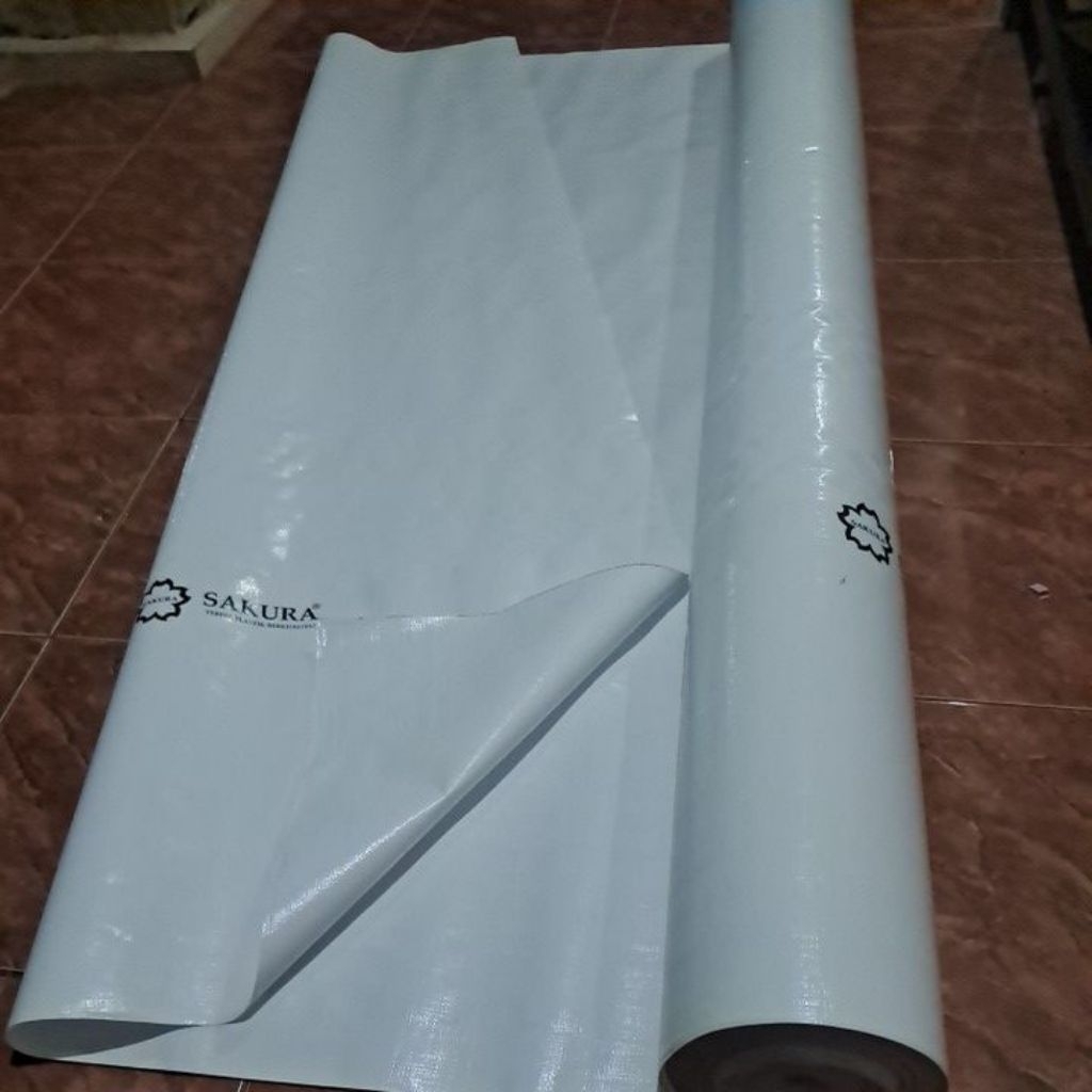 Terpal Kolam Plastik Sakura Tebal A12 PUTIH / Biru oren Lebar 2 Meter Harga Per Meter