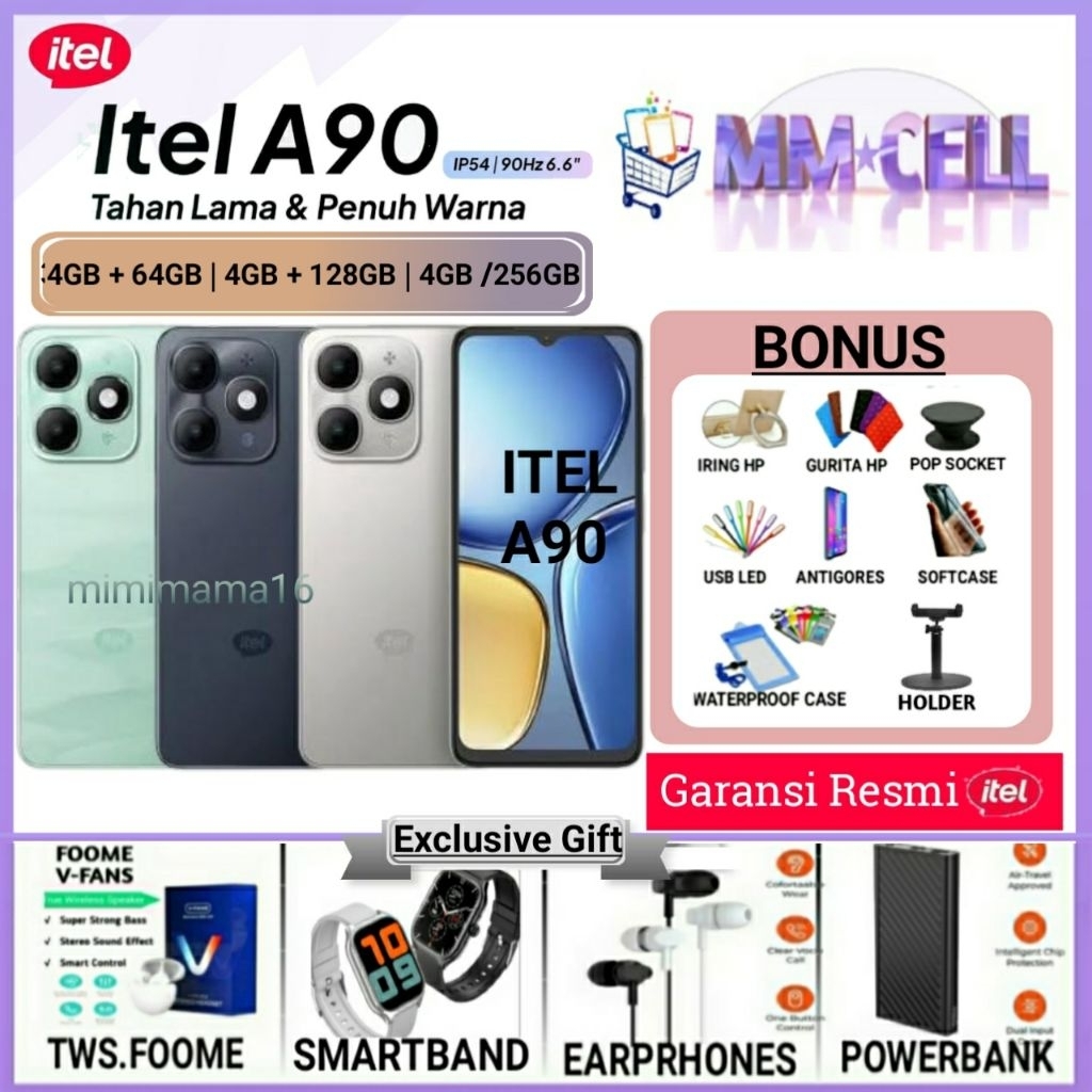ITEL A90 RAM 4/64 | RAM 4/128 | 4/256 GARANSI RESMI ITEL INDONESIA