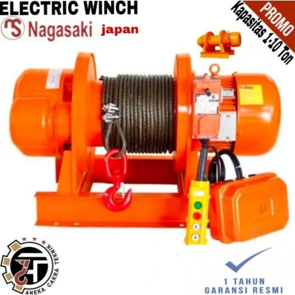 Electric Winch 10 Ton x 200 Meter 380V Nagasaki Japan Quality