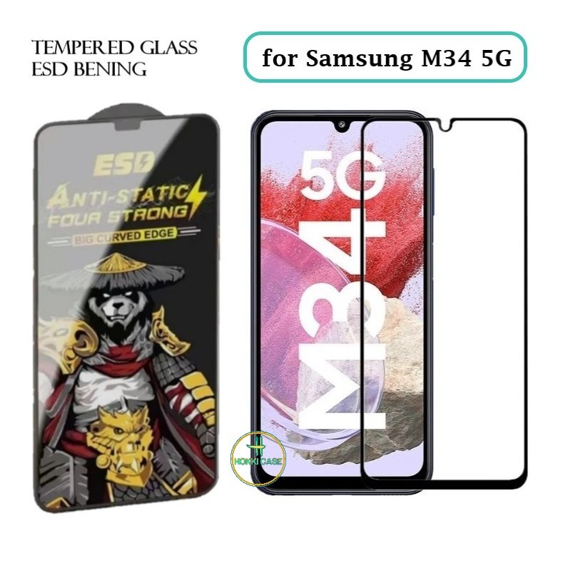 SAMSUNG M34 5G TEMPERED GLASS PREMIUM  -TG ANTI STATIC ESD Tempered Glass ESD Full Cover Anti Static