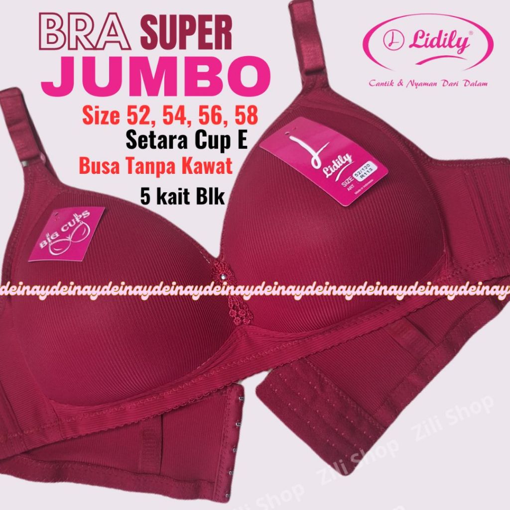 LYDYLY Bra BH Busa Super JUMBO Tanpa Kawat Big Cup E Size 52-58