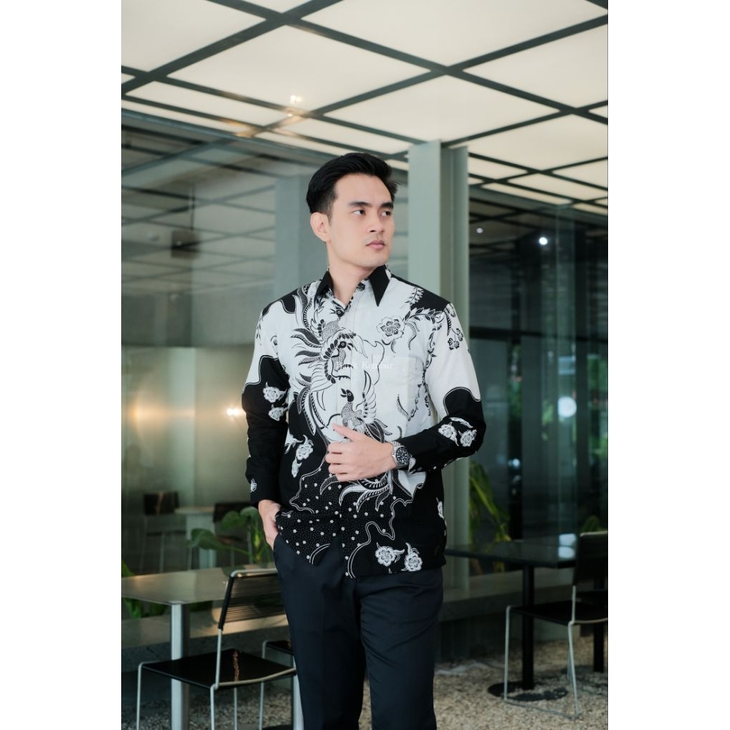 Baju Batik Pria Reguler LENGAN PANJANG Motif PEKSI Kain Katiun Lapisan Furing Baju Pesta Baju Kantor