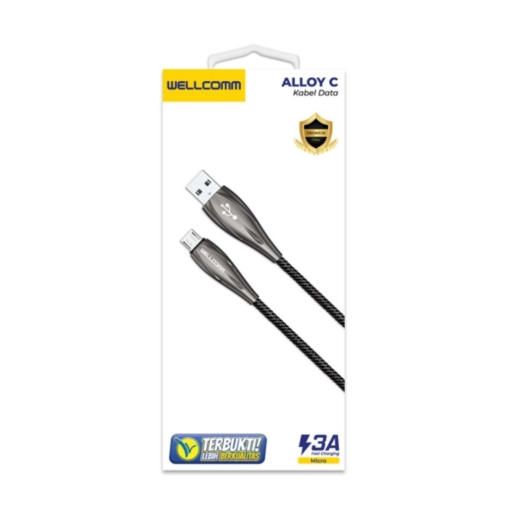 Wellcomm Kabel Data Micro USB Fast Charger 3A Alloy C 1.3M