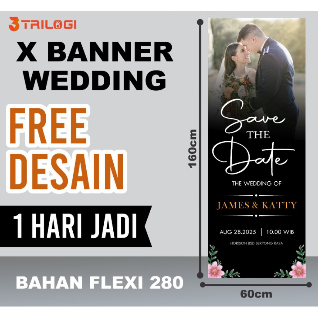 CETAK X-BANNER WEDDING CUSTOM