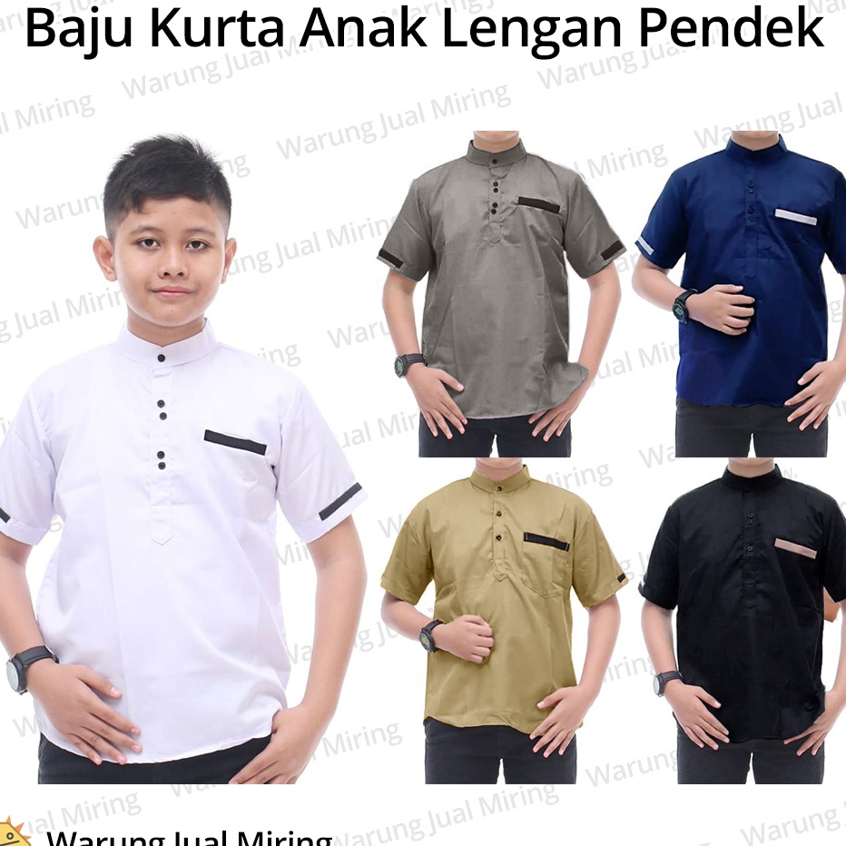 BISA COD Baju Koko Kurta Anak 312 Tahun  Remaja  Dewasa Lengan Pendek Katun Atasan Muslim Pria Laki 