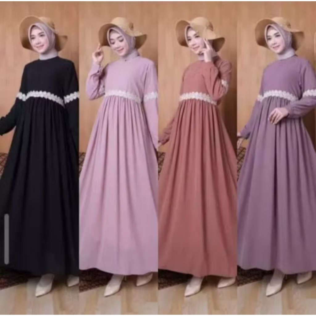 gamis abaya hitam bordir bunga