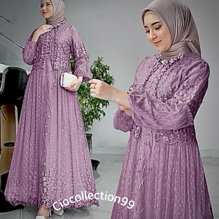 Maxi Bianka Gamis Pesta Brukat Dres Kondangan Remaja Wanita Kekinian Gamis Brukat Terlaris