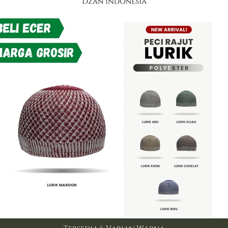 Peci Rajut Dewasa Lurik Kopiah Haji Tebal Songkok Anak Original Kalem Mercan Murah Grosir Premium Ya