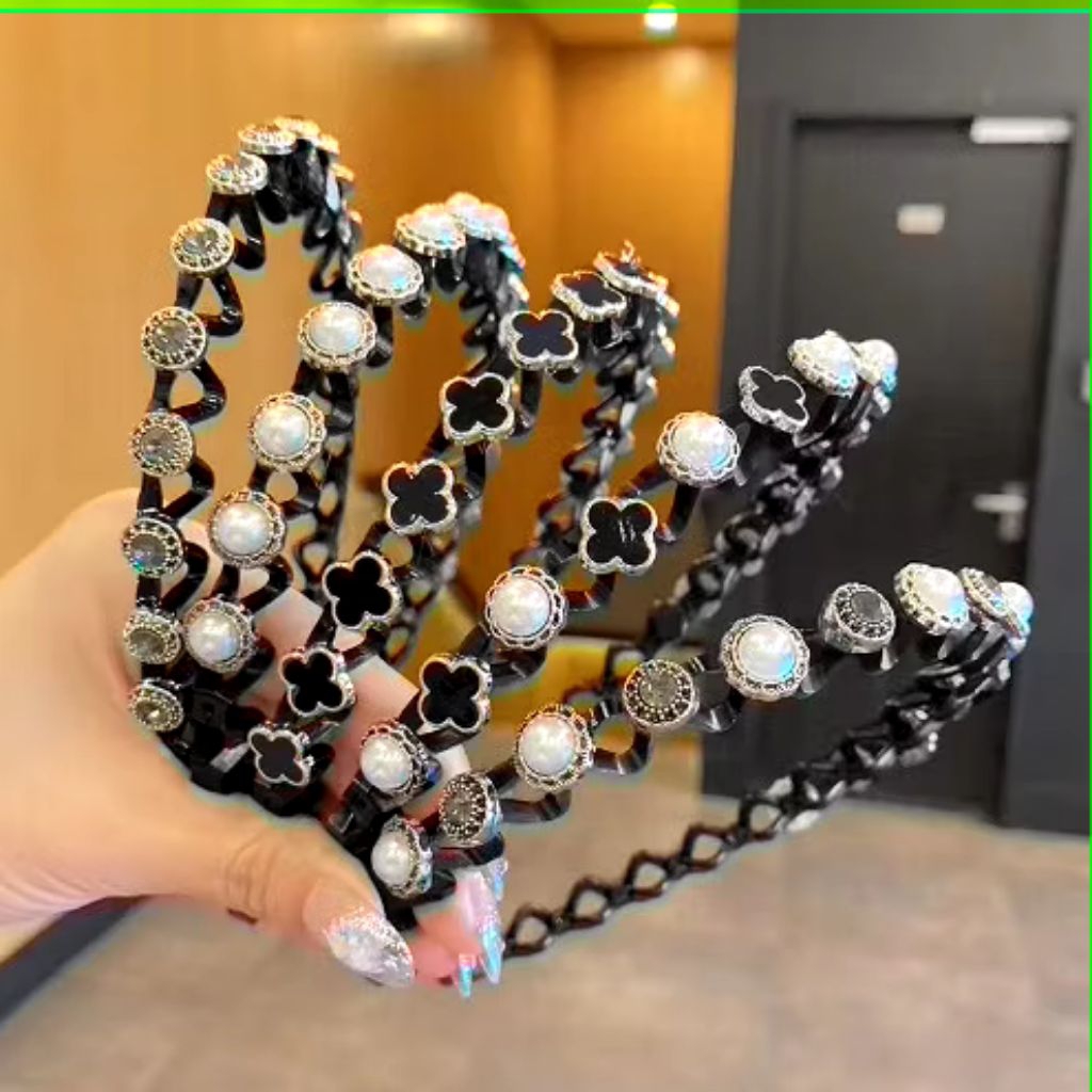 FELIZ - BANDO MANOHARA 2in1 Bando Include Jepit Rambut Fashion Korea Pola Mutiara