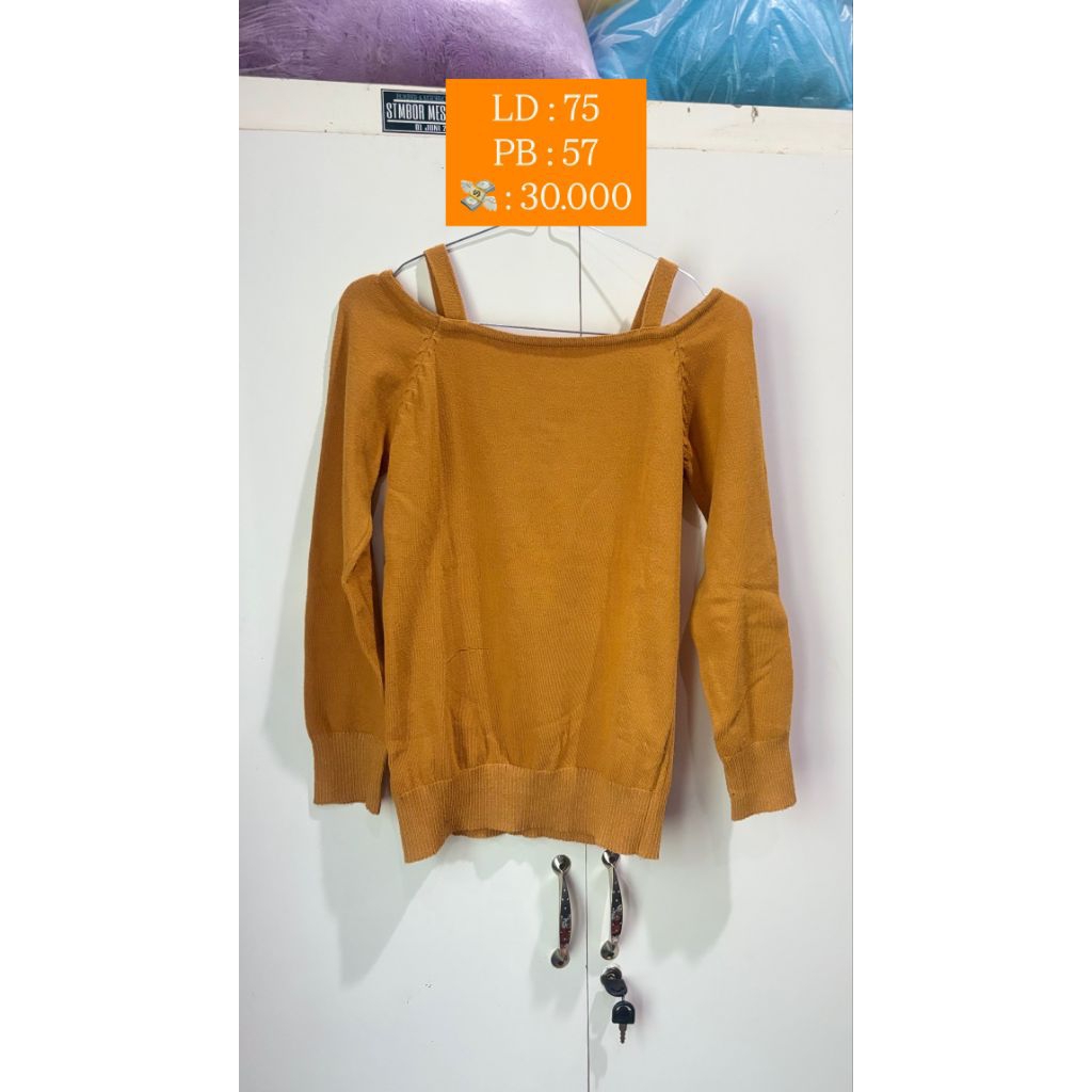 Atasan Sweater Rajut Kuning Mustard (preloved)