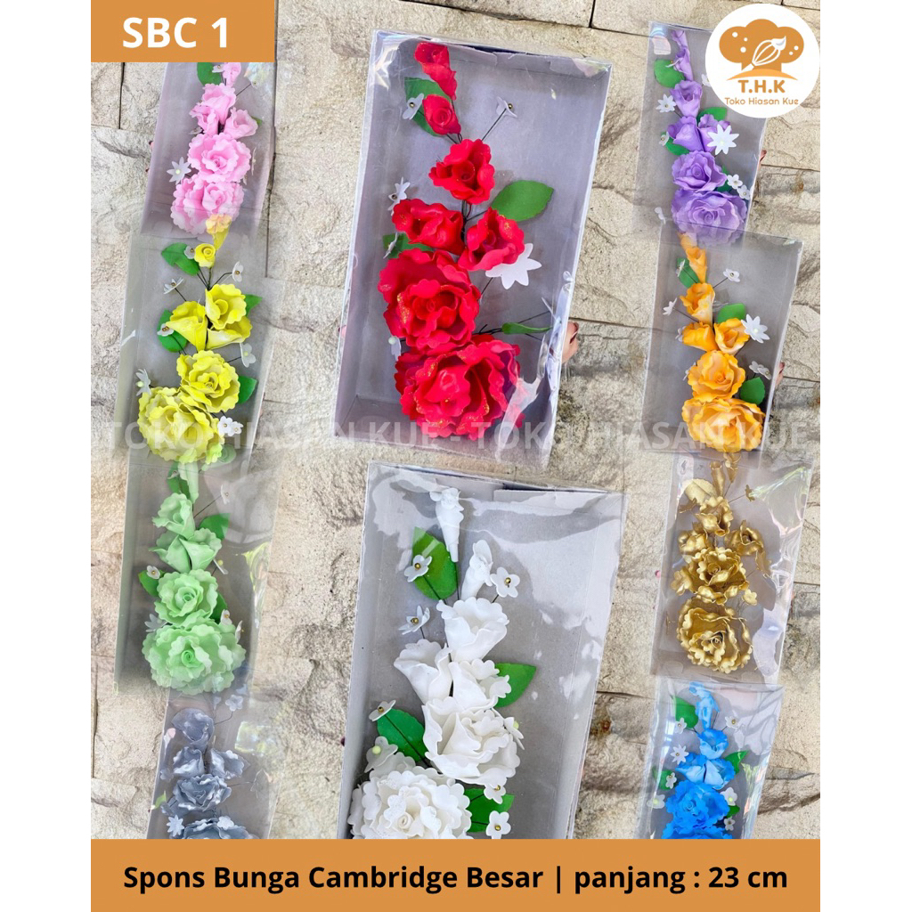 SBC1 - Bunga Spons Rangkaian Wedding Pengantin Cambridge Besar Hiasan Kue