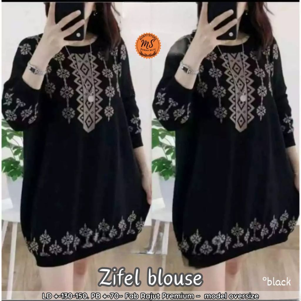 New Zifel Blouse Rajut Terbaru Ld 130-150 Blouse Jumbo Atasan Wanita Jumbo Terbaru