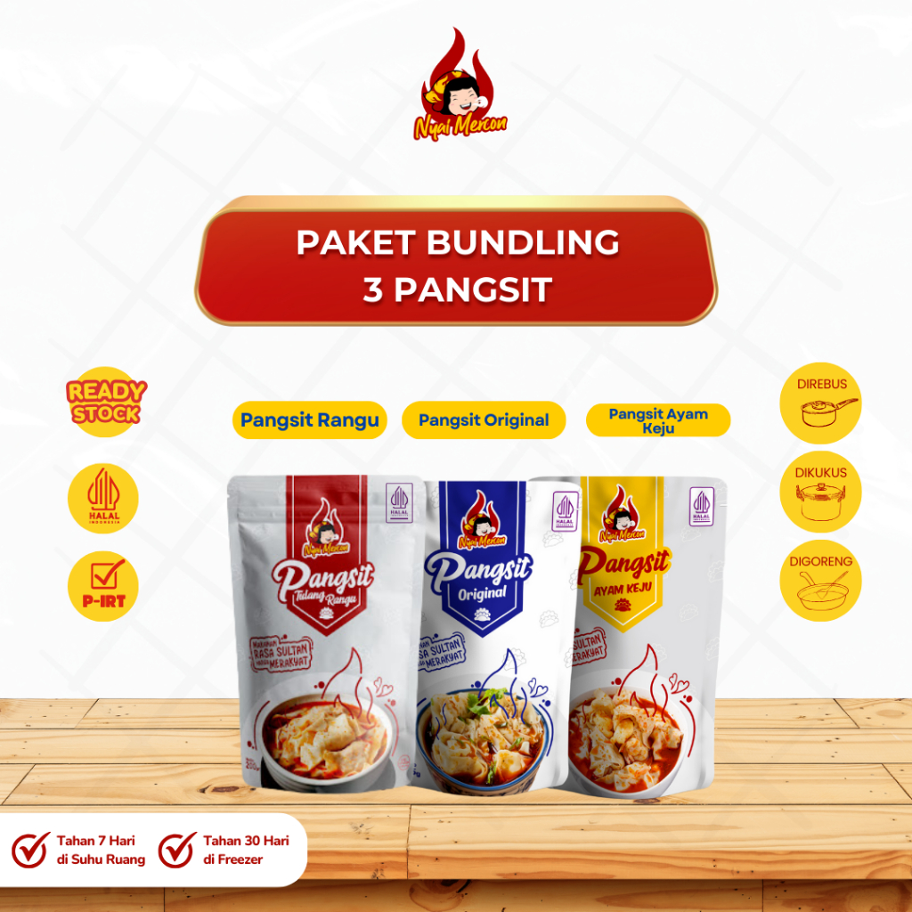 

Pangsit Paket Bundling Tiga Varian Pangsit Nyai Mercon