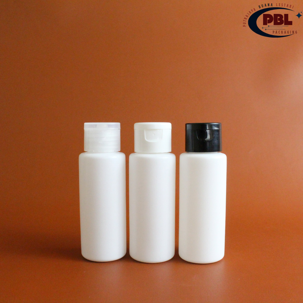BOTOL FLIPTOP 60ml HDPE PUTIH / BOTOL PLASTIK 60ml / BOTOL TONER 60ml / TUTUP FLIPTOP SMOOTH/POLOS N